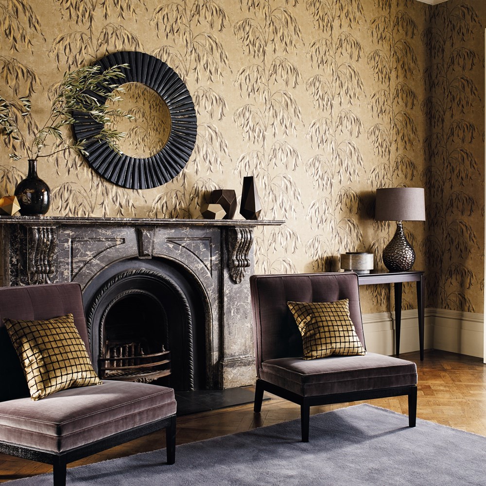 Willow Song Wallpaper 312535 by Zoffany in Gold